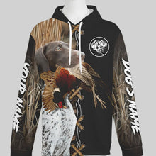 Load image into Gallery viewer, German Shorthaired Pointer Hunting Dog Custom Name Hoodie Shirt for Hunter FSD4684