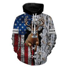 Load image into Gallery viewer, Deer Hunting American flag snow winter camo Custom name Shirts, Deer Hunting Gifts FSD896