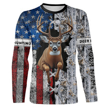 Load image into Gallery viewer, Deer Hunting American flag snow winter camo Custom name Shirts, Deer Hunting Gifts FSD896