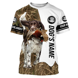 Pheasant Hunting with Small Munsterlander Dog Custom Name Camo All over printed Shirts FSD3631