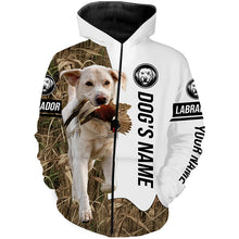 Load image into Gallery viewer, Pheasant Hunting with white Lab Custom Name Camo Full Printing Shirt - Labrador Retriever Hunting Gift FSD3749