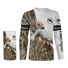 Load image into Gallery viewer, Snow Goose hunting with dog yellow labrador Custom Name All over print Shirt, Hunting gift ideas FSD1968