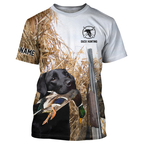 Duck hunting with Dog Black Labs Custom Name All over print Shirts, Duck hunting gifts FSD4013