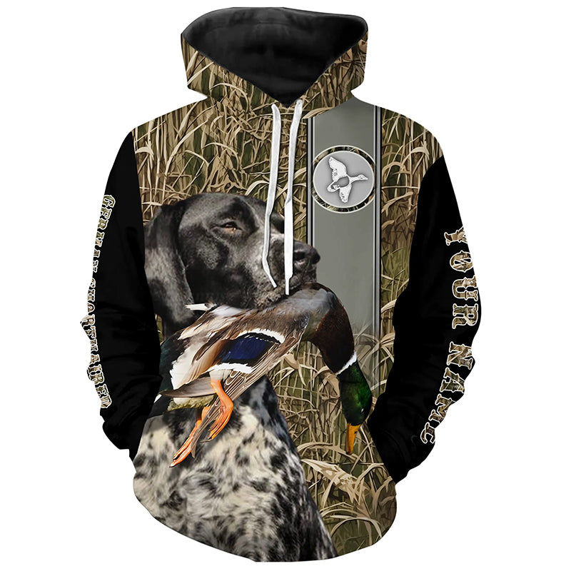 German Shorthaired Pointer Duck Hunting black roan GSP Dog shirt, duck hunting hoodie, hunting Gifts FSD3350