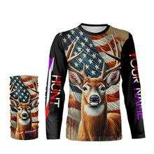 Load image into Gallery viewer, Deer Hunting American flag Custom name Shirts for Hunter, Best Deer Hunting Gifts FSD426