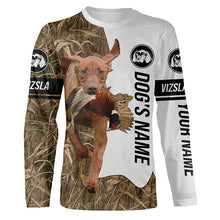 Load image into Gallery viewer, Pheasant Hunting with Vizsla Dog Custom Name Camo Full Printing Shirts, Vizsla Hunting Partner - FSD2769