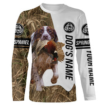 Load image into Gallery viewer, Pheasant Hunting with Springer Spaniel Dog Custom Name Camo Full Printing Shirts, English Springer Spaniel - FSD2770