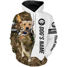 Load image into Gallery viewer, Duck Hunting with Yellow Labrador Retriever Dog Custom Name Camo Full Printing Shirts, Labrador Gundog Shirt - FSD2773