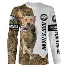 Load image into Gallery viewer, Duck Hunting with Yellow Labrador Retriever Dog Custom Name Camo Full Printing Shirts, Labrador Gundog Shirt - FSD2773