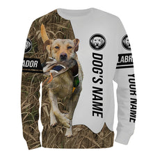 Load image into Gallery viewer, Duck Hunting with Yellow Labrador Retriever Dog Custom Name Camo Full Printing Shirts, Labrador Gundog Shirt - FSD2773