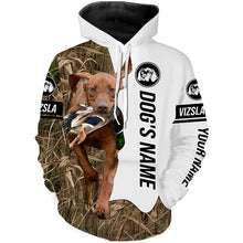 Load image into Gallery viewer, Duck Hunting with Vizsla Dog Custom Name Camo Full Printing Shirts, Gundog hunting Shirt - FSD2776