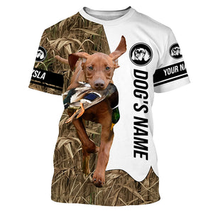 Duck Hunting with Vizsla Dog Custom Name Camo Full Printing Shirts, Gundog hunting Shirt - FSD2776