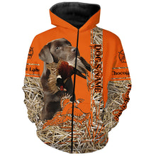 Load image into Gallery viewer, Chocolate Labrador Retriever Dog Pheasant Hunting Blaze Orange Hunting Shirts for Hunter, Bird Hunters FSD4158