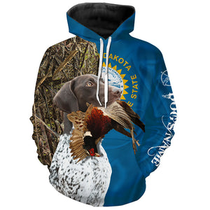 South Dakota Pheasant Hunting with GSP pointer Custom name 3D All over print Shirts, hunting gifts FSD3659