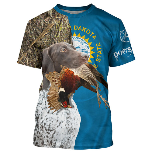 South Dakota Pheasant Hunting with GSP pointer Custom name 3D All over print Shirts, hunting gifts FSD3659