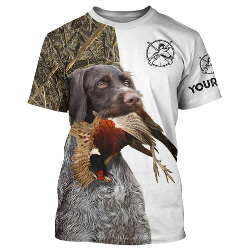 Pheasant Hunting With Dog Deutsch Drahthaar Customize Name All Over Printed Shirts - Personalized Hunting Gifts FSD2165