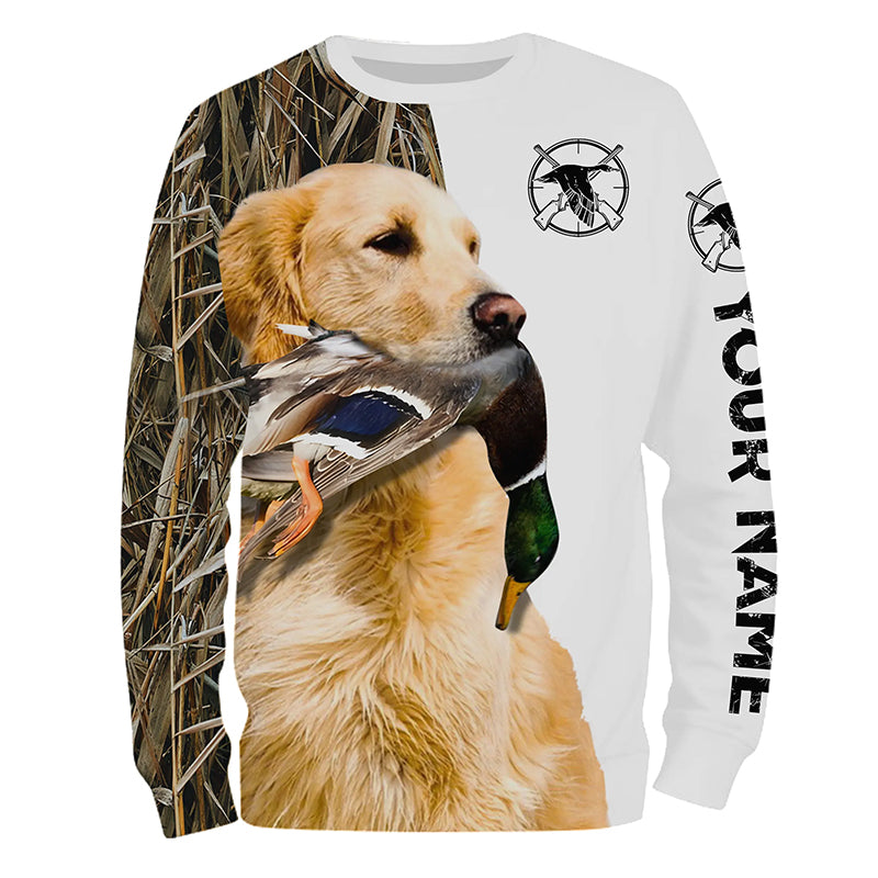 Duck Hunting With Dog Golden Retriever Customize Name 3D All Over Printed Shirts - Personalized Hunting Gifts FSD2166