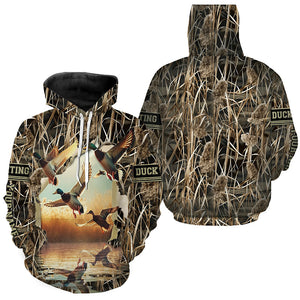 Mallard Duck Hunting Waterfowl Camo Custom Name Shirts for Men and Kid, Duck Hunting clothing FSD688