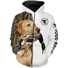 Load image into Gallery viewer, Duck Hunting With Dog Yellow Labrador Retriever Custom Name 3D All Over Print Shirt, Hoodie Personalized Hunting Gifts FSD1861