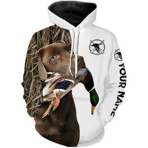 Duck Hunting With Dog Chocolate Labrador Retriever Custom Name 3D All Over Print Shirt Hoodie Personalized Hunting Gifts FSD1862