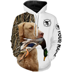 Duck Hunting With Dog Chesapeake Bay Retriever Custom Name 3D All Over Print Shirt, Hoodie Personalized Hunting Gifts FSD1864