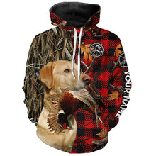 Load image into Gallery viewer, Yellow Labrador Retriever Hunting Dog Red Plaid Fall Camo Custom Name all over printing Shirts FSD4227