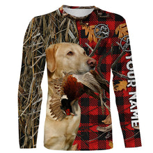 Load image into Gallery viewer, Yellow Labrador Retriever Hunting Dog Red Plaid Fall Camo Custom Name all over printing Shirts FSD4227