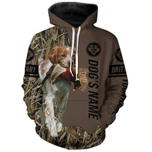 Load image into Gallery viewer, Brittany Hunting dog customized Name Shirt, camo and brown color FSD4677