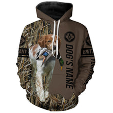Load image into Gallery viewer, Brittany Hunting dog customized Name Shirt, camo and brown color FSD4677