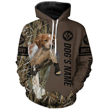 Load image into Gallery viewer, Brittany Hunting dog customized Name Shirt, camo and brown color FSD4677
