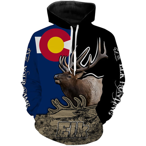 Colorado Elk Hunting CO flag Custom Name Full printing Shirts, Personalized Elk hunting gifts FSD3125