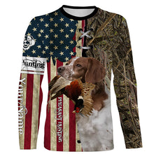 Load image into Gallery viewer, Brittany Hunting Bird Dog Pheasant Hunter American flag full printing shirt, Hoodie FSD3248