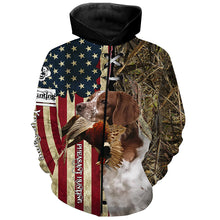 Load image into Gallery viewer, Brittany Hunting Bird Dog Pheasant Hunter American flag full printing shirt, Hoodie FSD3248