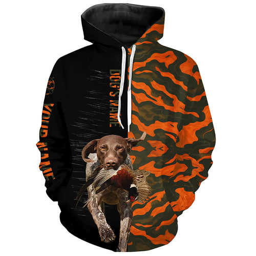 German Shorthaired Pointer GSP Pheasant Hunting Dog Orange camo Custom Name all over print Shirts FSD4232