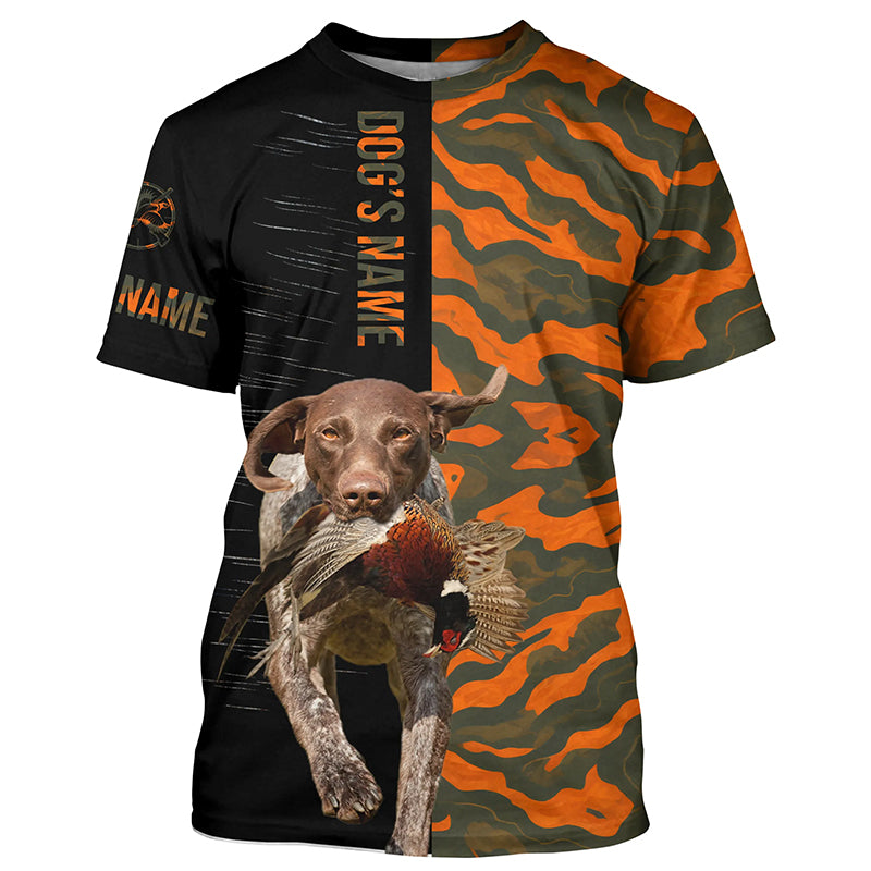 German Shorthaired Pointer GSP Pheasant Hunting Dog Orange camo Custom Name all over print Shirts FSD4232