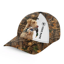 Load image into Gallery viewer, Duck hunting with Dog Chesapeake Bay Retriever 3D camo Custom Name hunting hat Adjustable Unisex hunting Baseball hat FSD2637