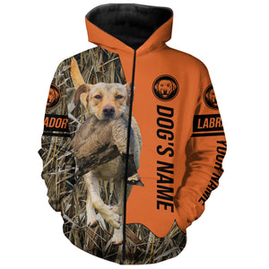 Yellow Labrador Retriever Hunting Dog Customized Name Zip Up Hoodie Shirt FSD4075