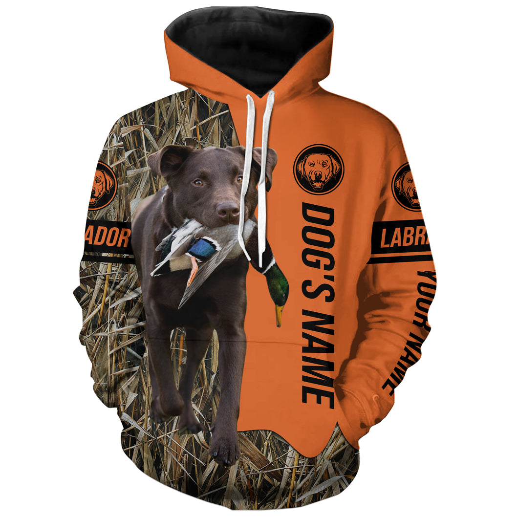 Chocolate Labrador Retriever Hunting Dog Customized Name Shirts for Hunters FSD4076