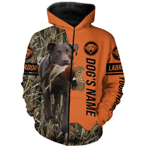 Chocolate Labrador Retriever Hunting Dog Customized Name Zip Up Hoodie Shirt FSD4076