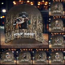 Load image into Gallery viewer, Duck Hunting Dogs Waterfowl Camo Custom Name Hat, Duck Hunting Mesh Back Cap, Hunting Hat FSD4562