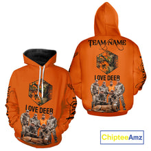 Load image into Gallery viewer, Deer Hunting Orange Hoodie, Long Sleeve Shirt Custom Name, Team Name Gift For Hunter NHT05