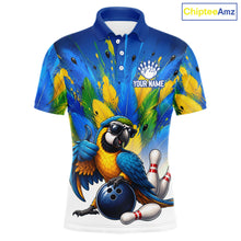 Load image into Gallery viewer, Men's custom green funny parrot bowling jersey – front view