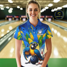 Load image into Gallery viewer, Women's funny parrot bowling quarter zip jersey – green personalized team shirt