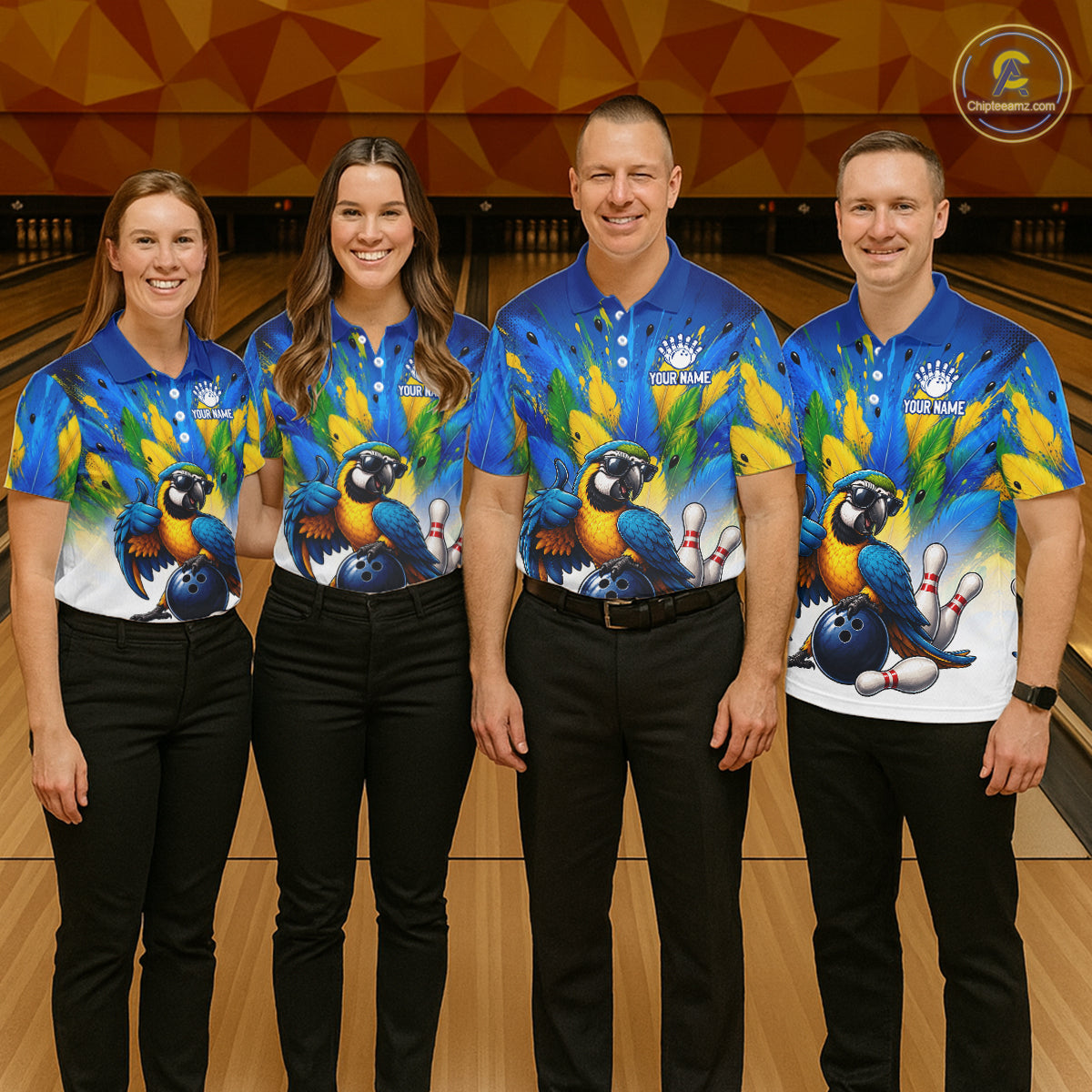 Custom Green Funny Parrot Bowling Jersey For Men Bowling League Bowling Team Shirts NHT1201