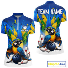 Load image into Gallery viewer, Men's custom green parrot bowling polo shirt – lightweight breathable front view