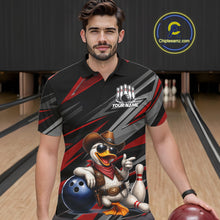 Load image into Gallery viewer, Personalized Team Jersey Men's Custom Cowboy Duck Bowling Polo &amp; 1/4 Zip Shirt |Red NHT1204