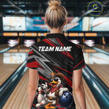 Load image into Gallery viewer, Personalized Team Jersey Women's Custom Cowboy Duck Bowling Polo &amp; 1/4 Zip Shirt |Red NHT1204