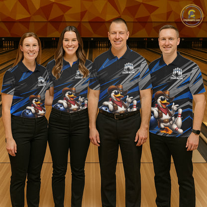 Personalized Team Jersey Men's Custom Cowboy Duck Bowling Polo & 1/4 Zip Shirt |Blue NHT1206