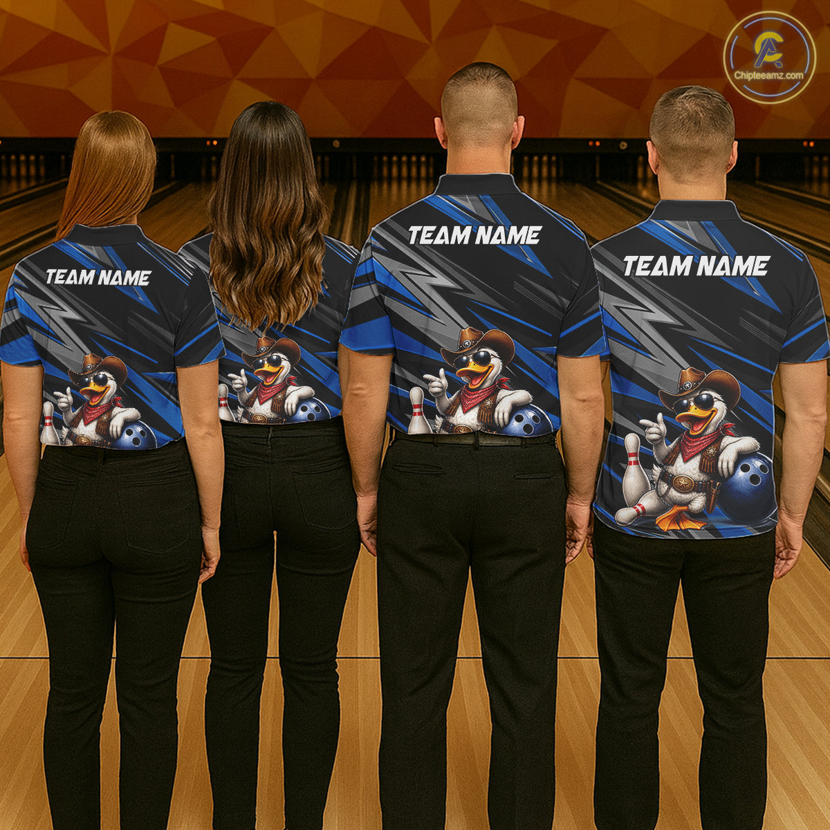Personalized Team Jersey Women's Custom Cowboy Duck Bowling Polo & 1/4 Zip Shirt |Blue NHT1206