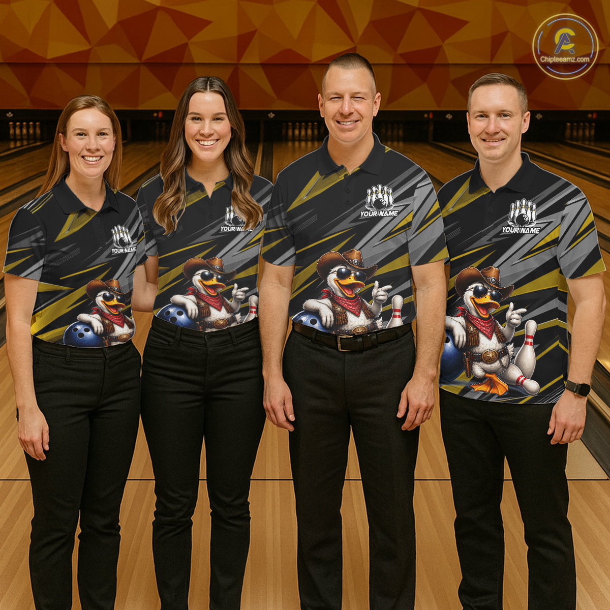 Personalized Team Jersey Women's Custom Cowboy Duck Bowling Polo & 1/4 Zip Shirt |Yellow NHT1207